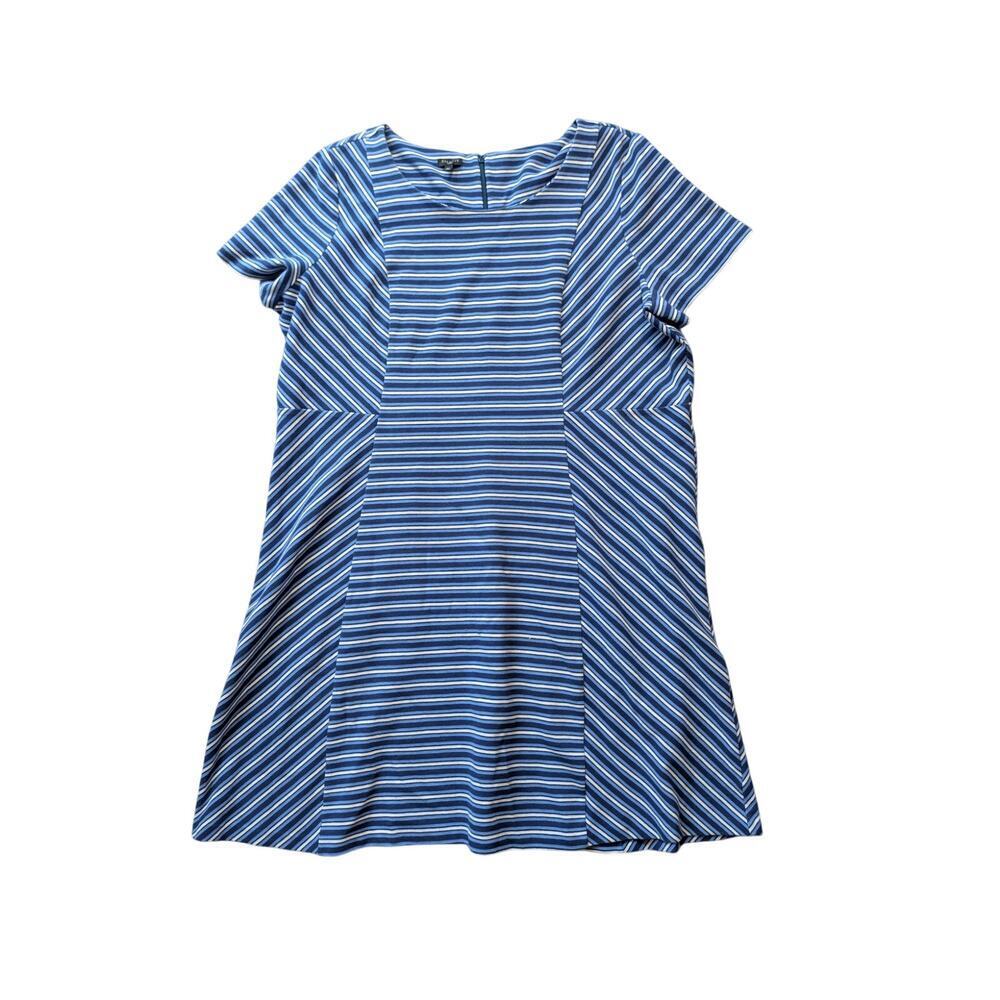 TALBOTS Women's size 3X, short sleeve, blue ribbed stripes, summer dress